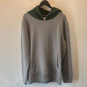 Men's Godi Gray Hoodie with Green Hood - Casual Pullover Sweatshirt